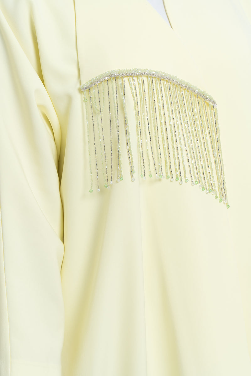 Crepe Abaya with Beads - Lemon