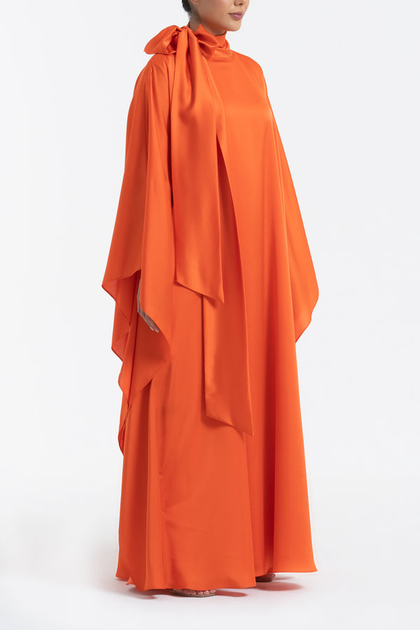 Satin Kaftan - Bright Orange