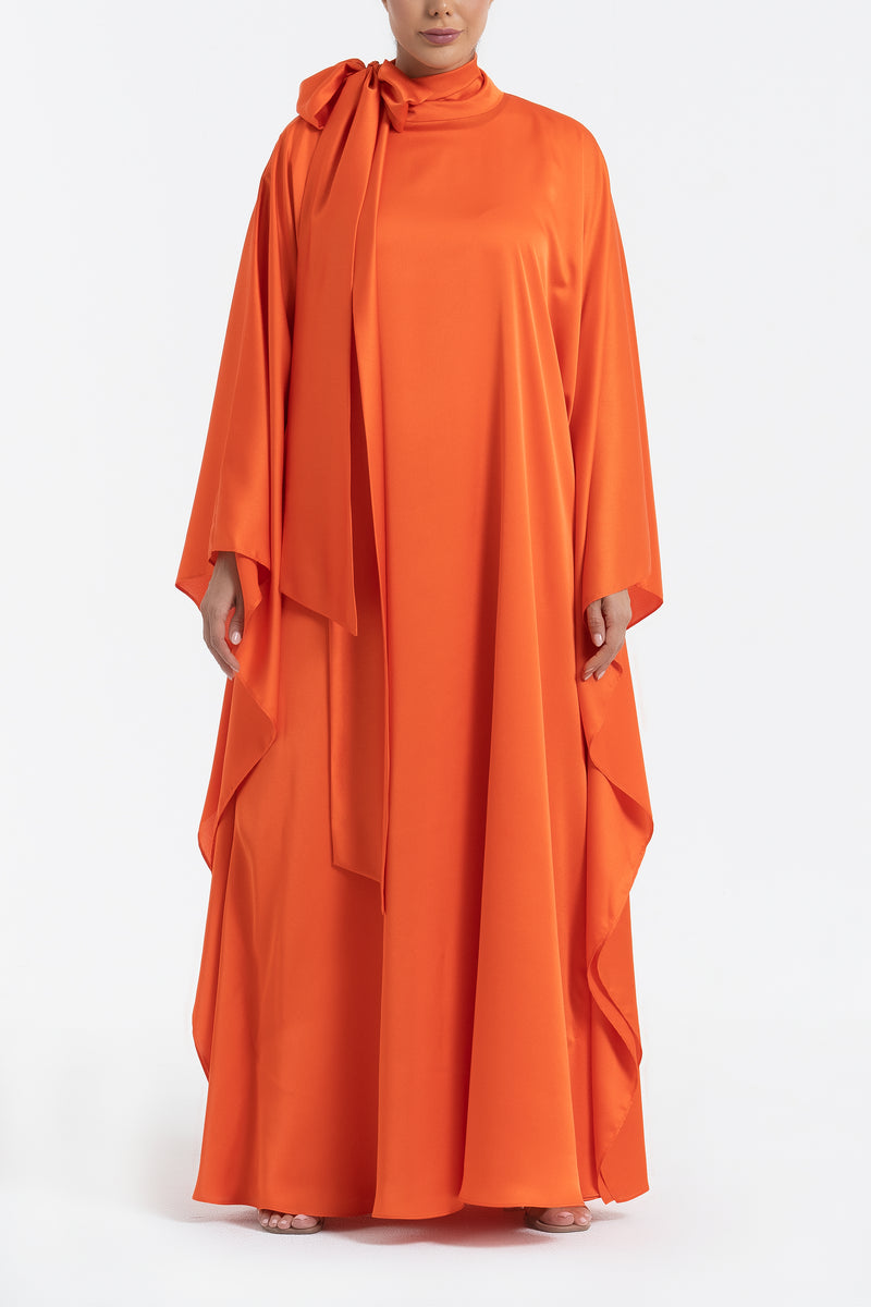 Satin Kaftan - Bright Orange