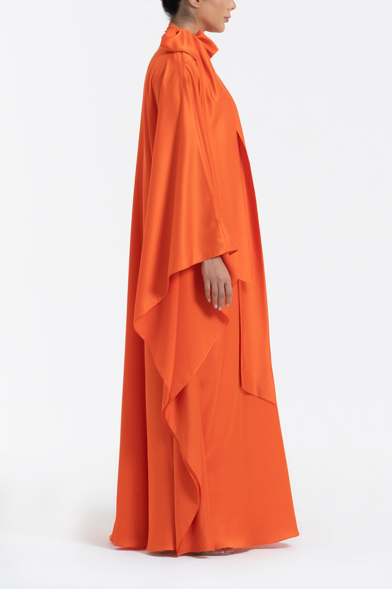 Satin Kaftan - Bright Orange