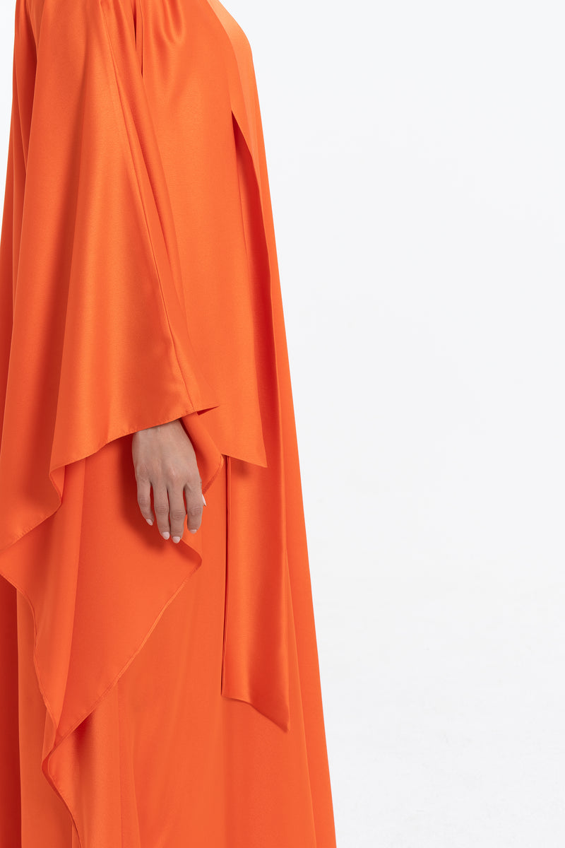 Satin Kaftan - Bright Orange