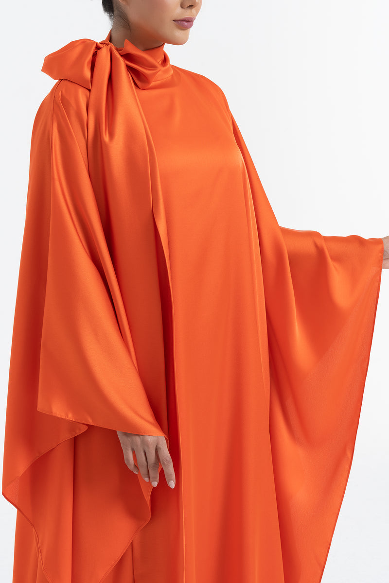 Satin Kaftan - Bright Orange