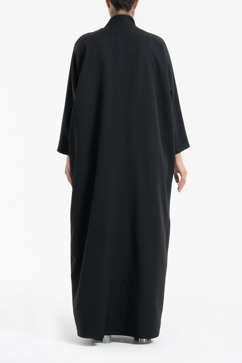 Crepe Abaya with Beads - Black