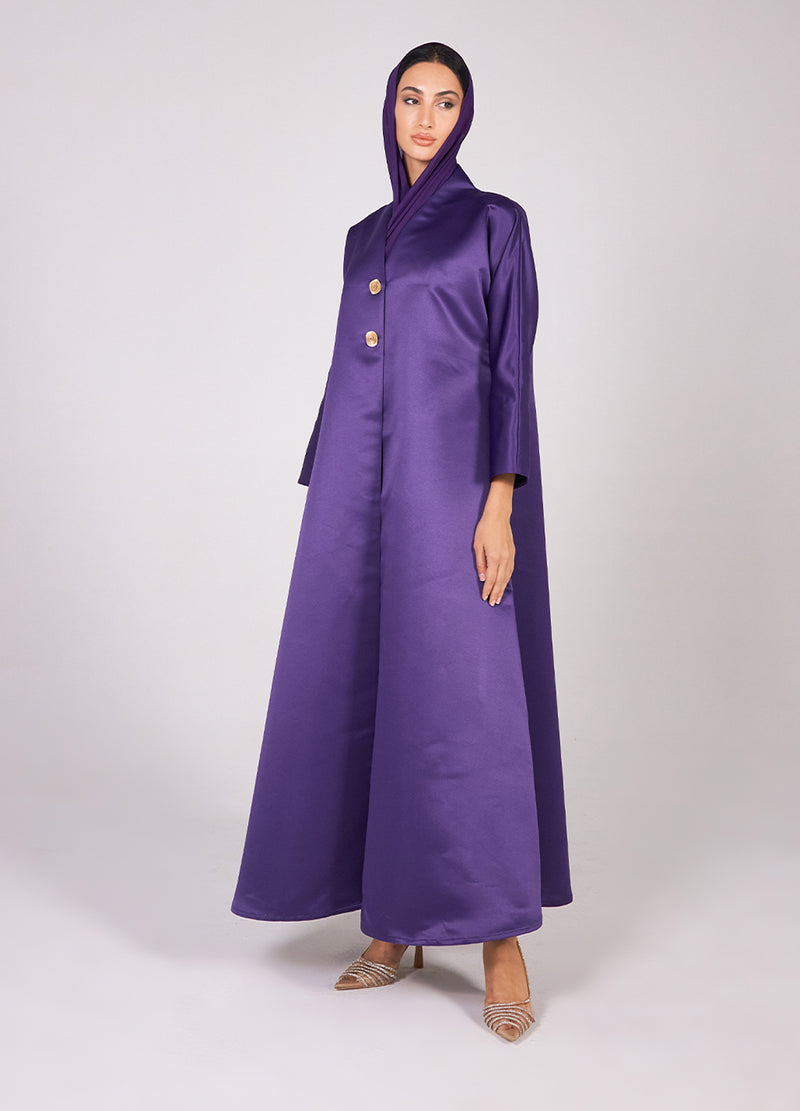 Satin Taffeta Abaya - Purple