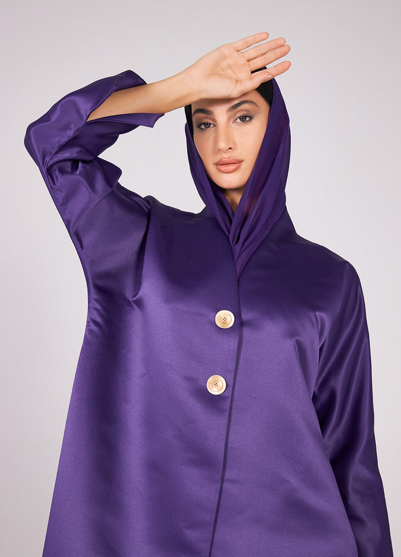 Satin Taffeta Abaya - Purple