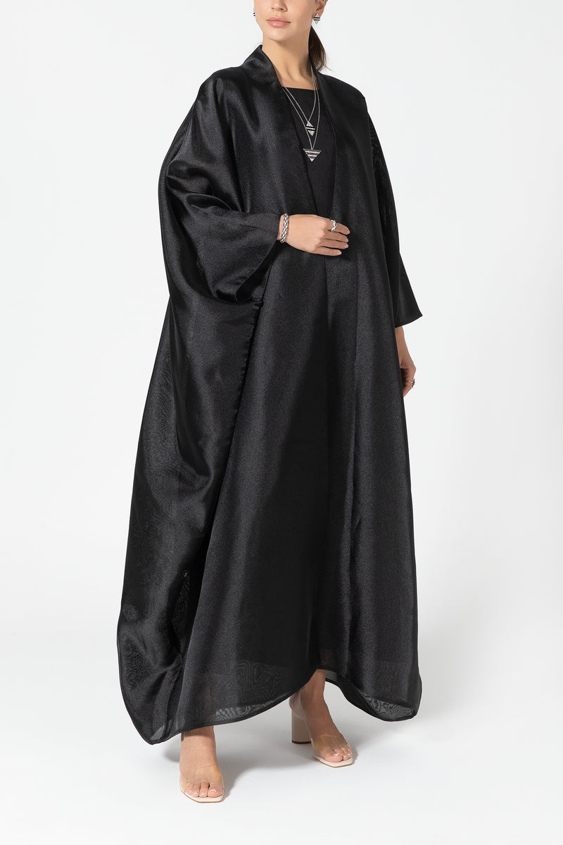 Metallic Double Organza Abaya - Black