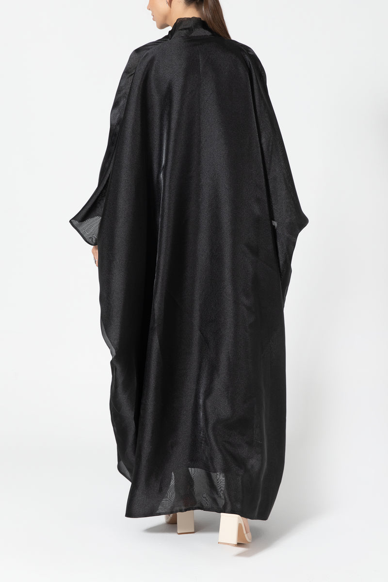 Metallic Double Organza Abaya - Black