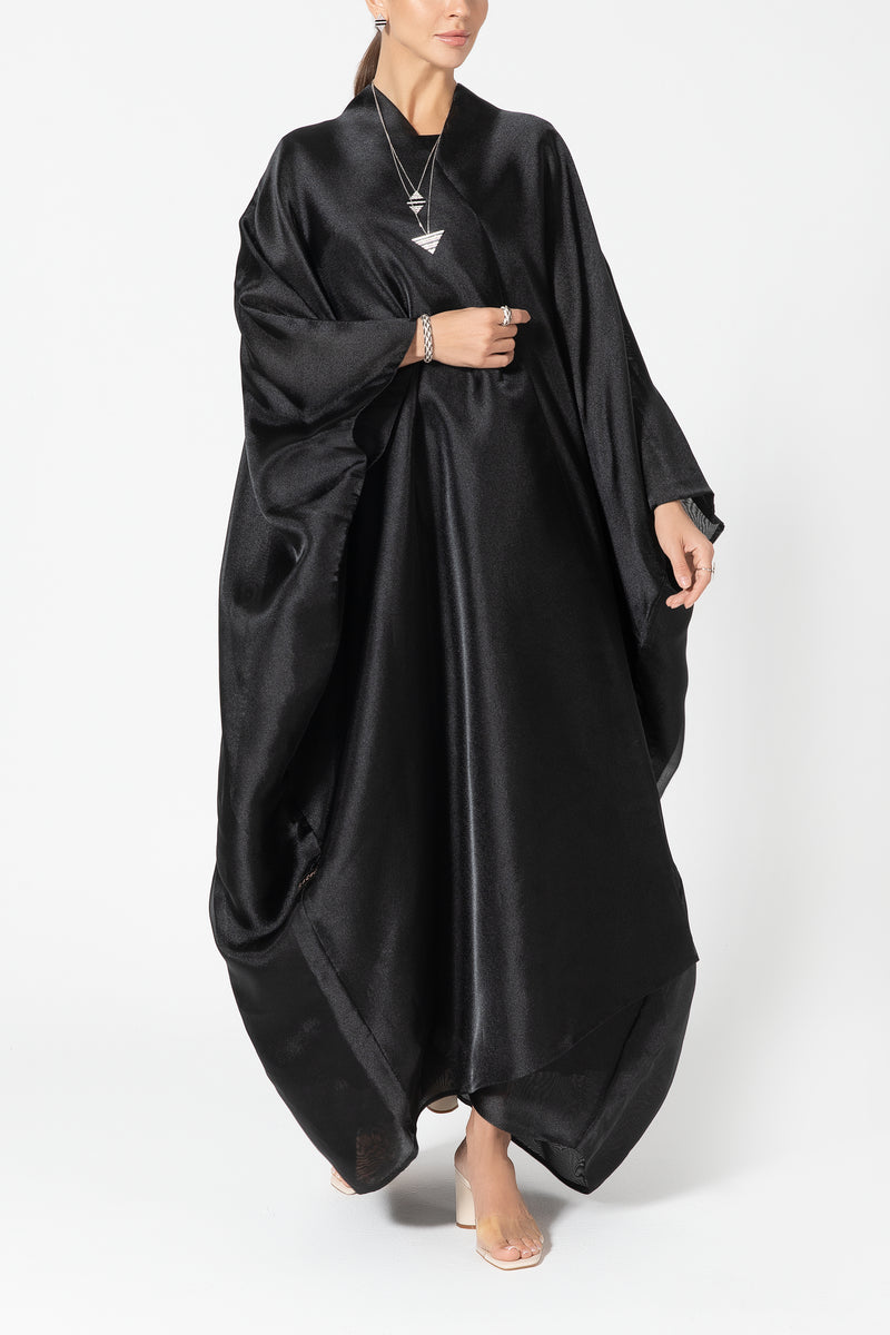 Metallic Double Organza Abaya - Black