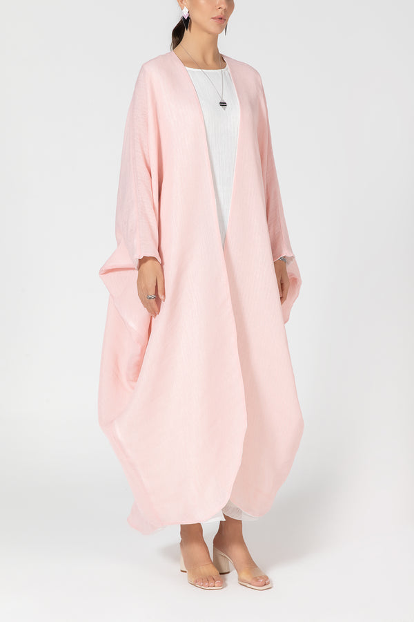 Reversible Wrap Abaya - Baby Pink & White