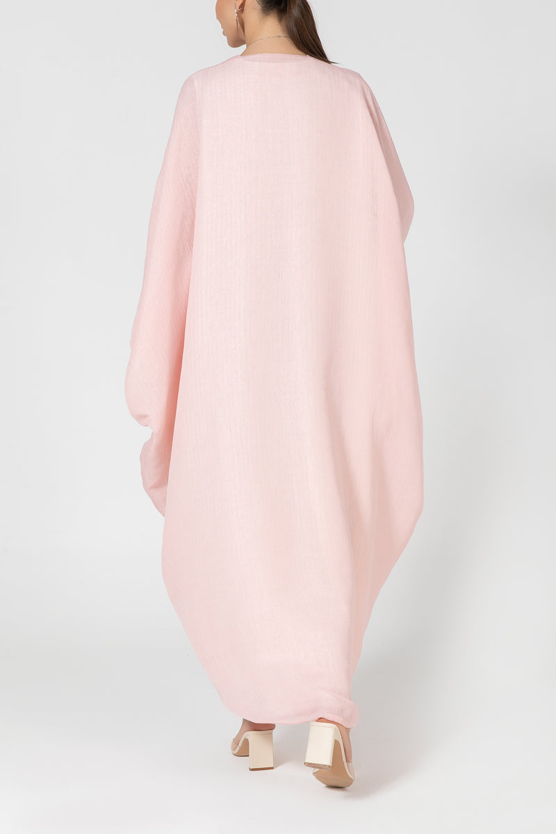 Reversible Wrap Abaya - Baby Pink & White