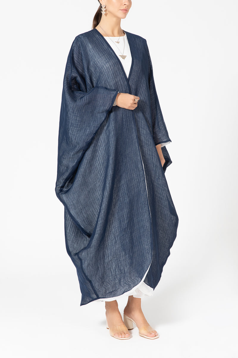 Reversible Wrap Abaya - Navy & White