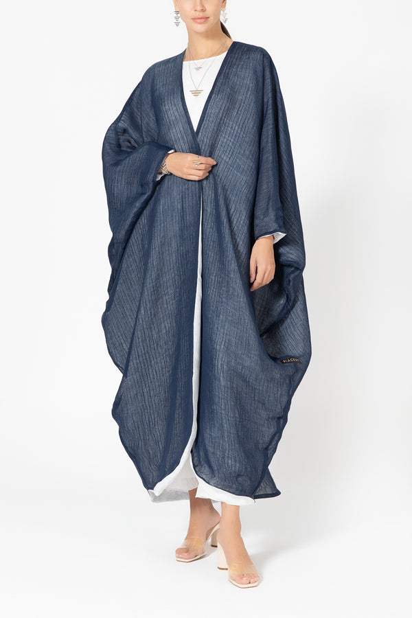 Reversible Wrap Abaya - Navy & White