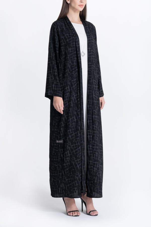 Zoom with Geometry Lines Abaya