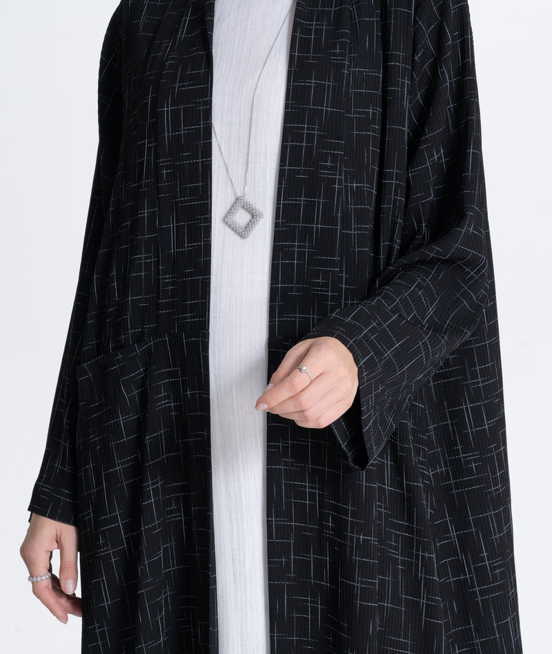 Zoom with Geometry Lines Abaya