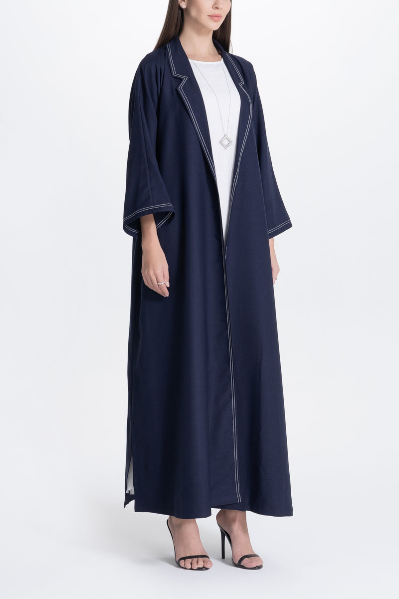 Twill Suit Abaya - Navy