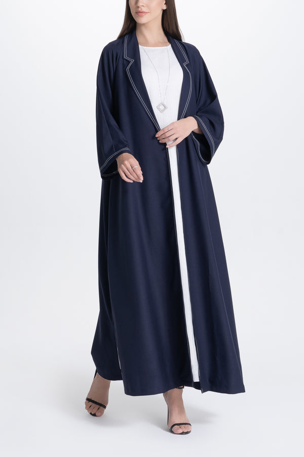 Twill Suit Abaya - Navy