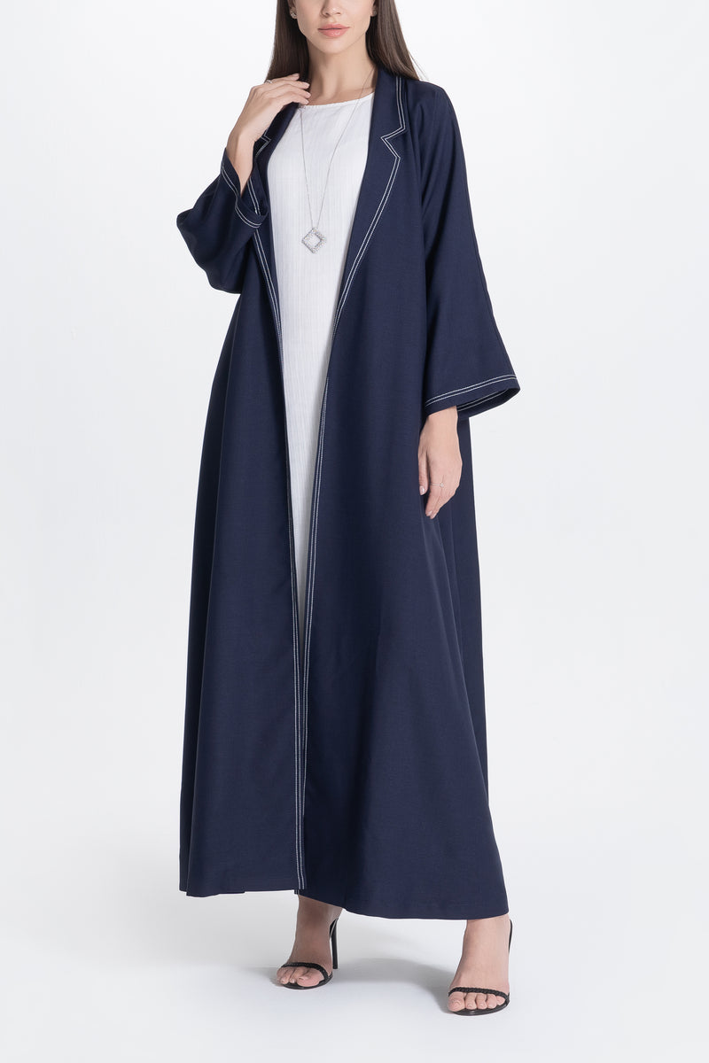 Twill Suit Abaya - Navy