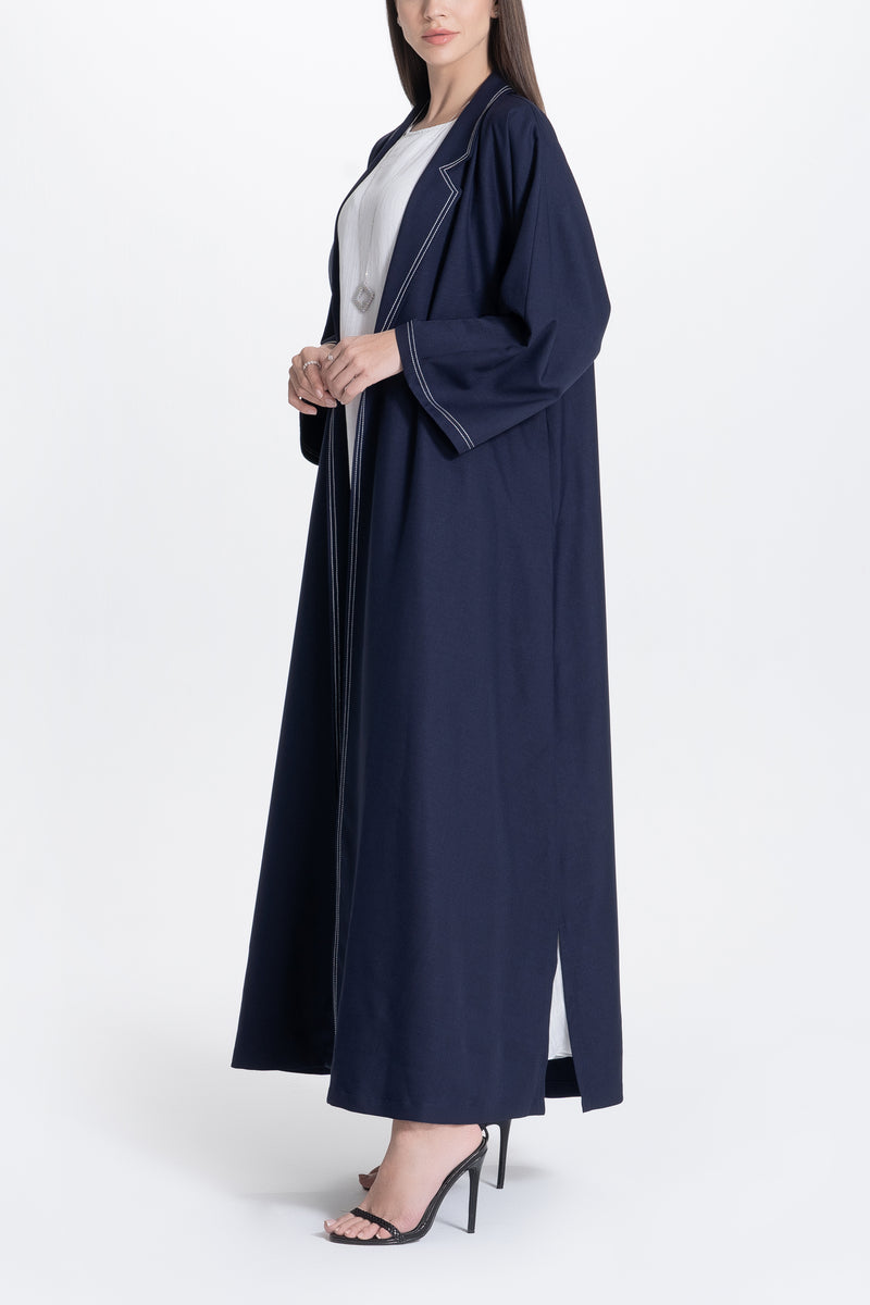 Twill Suit Abaya - Navy