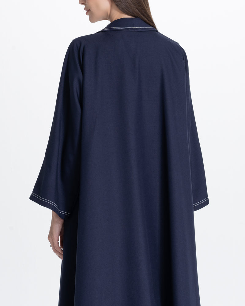 Twill Suit Abaya - Navy