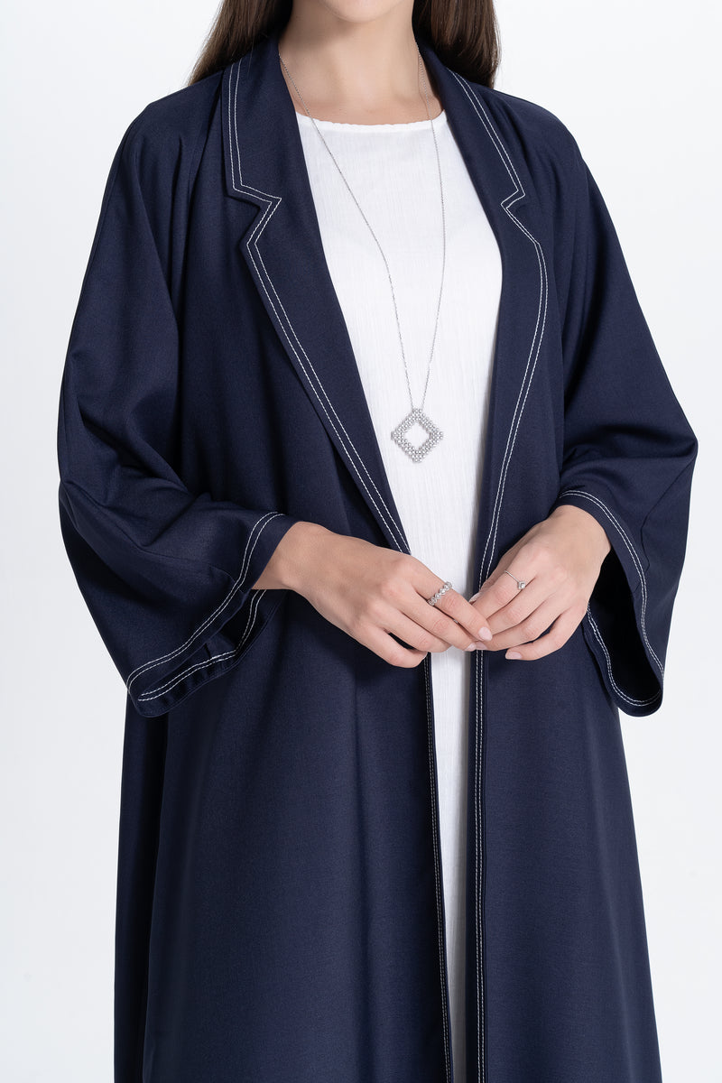 Twill Suit Abaya - Navy