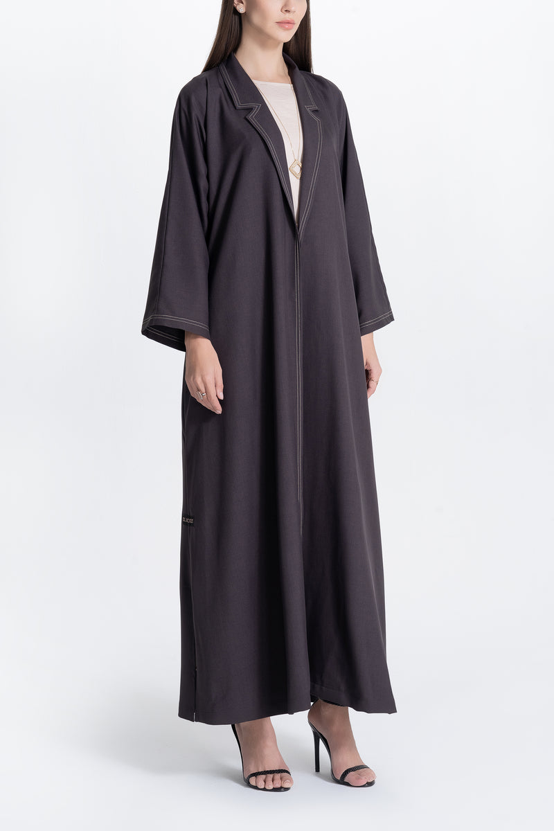 Twill Suit Abaya - Brown