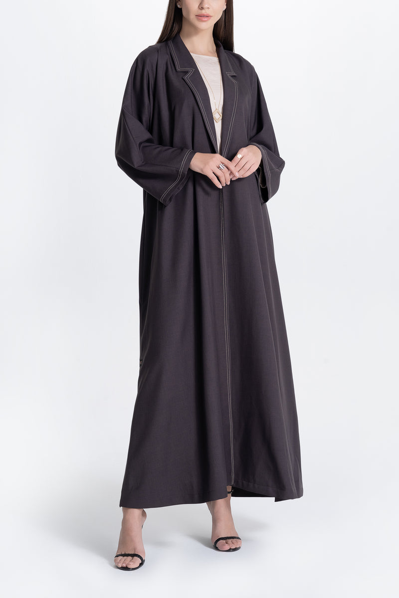 Twill Suit Abaya - Brown