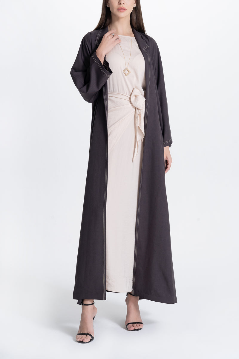 Twill Suit Abaya - Brown