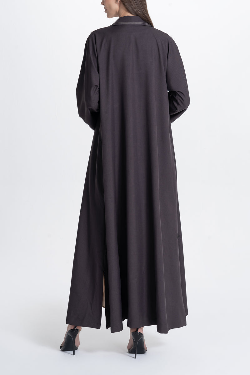 Twill Suit Abaya - Brown