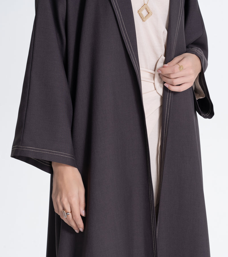 Twill Suit Abaya - Brown