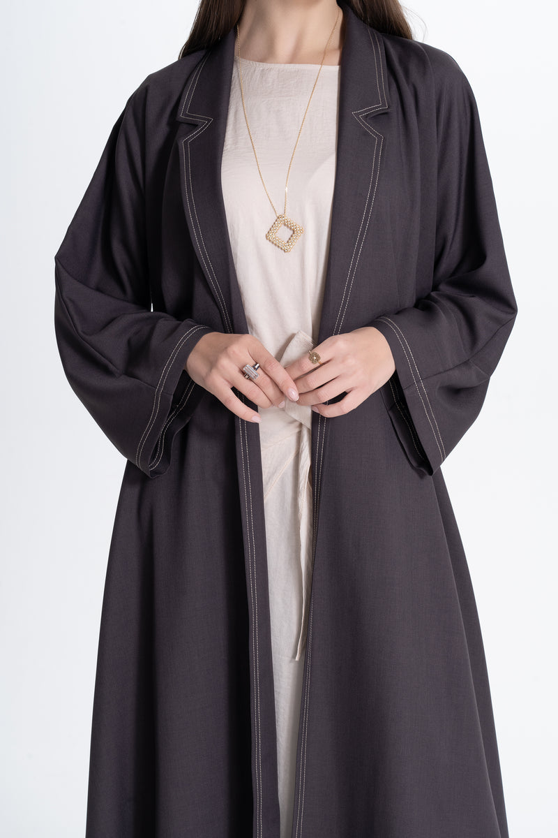 Twill Suit Abaya - Brown