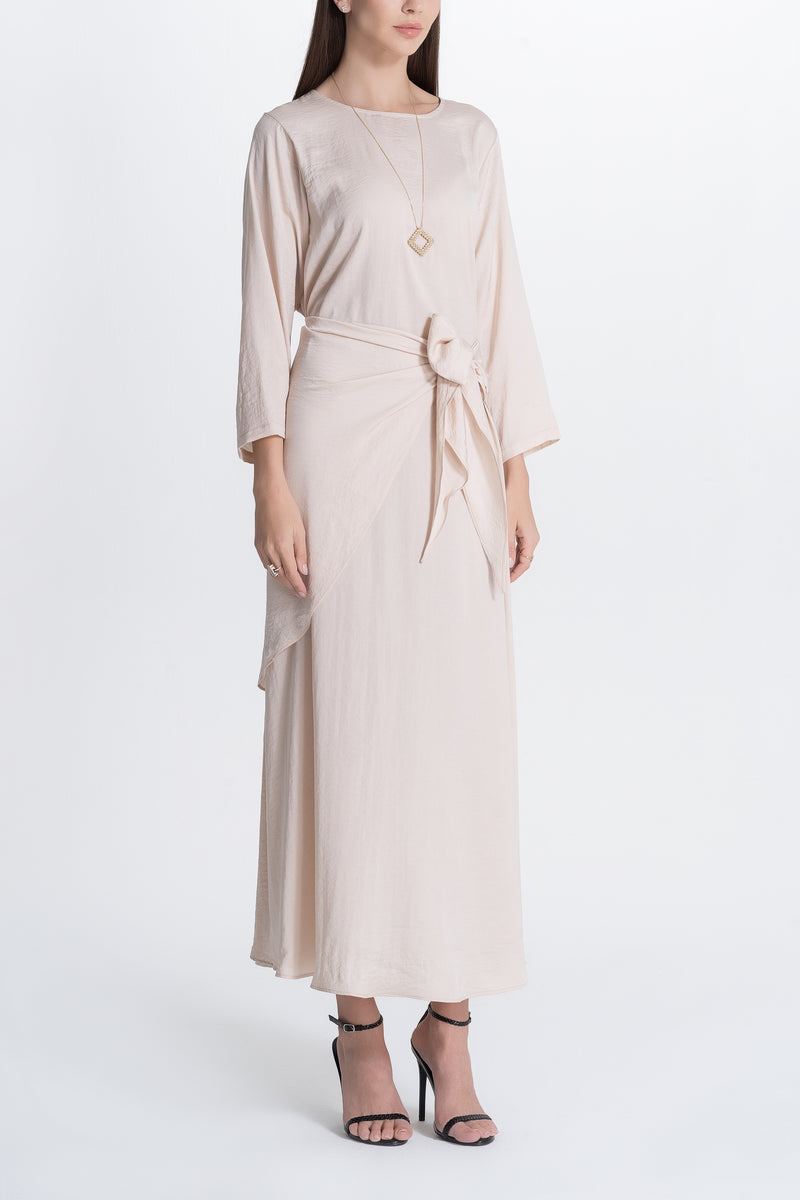 Pintucks Twill Abaya -Two-Tone