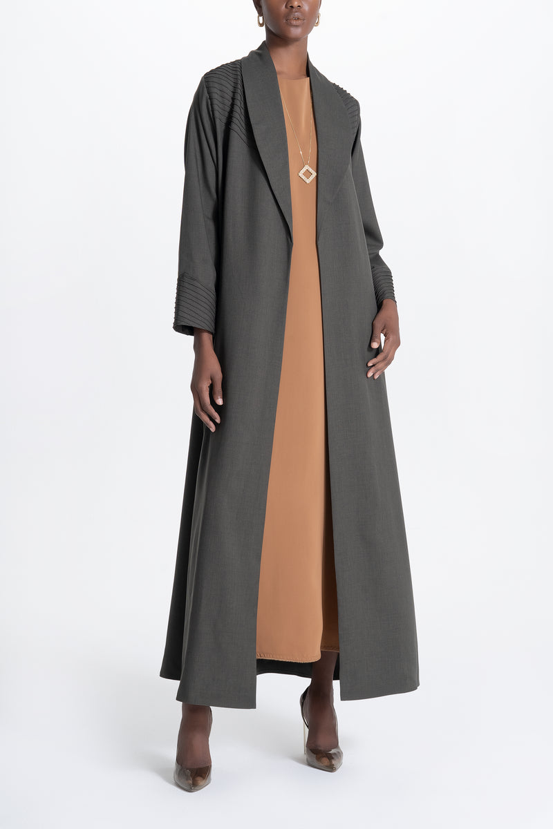 Pintucks Twill Abaya - Green