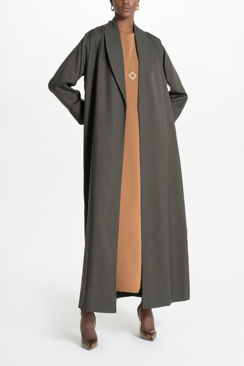 Pintucks Twill Abaya - Green