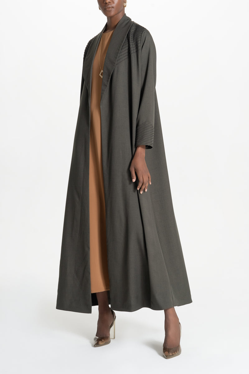 Pintucks Twill Abaya - Green