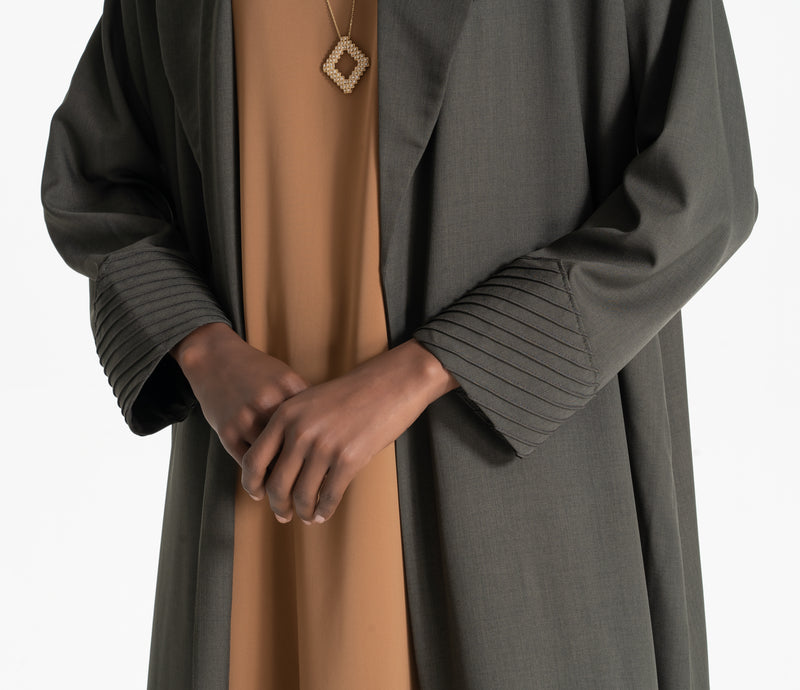 Pintucks Twill Abaya - Green