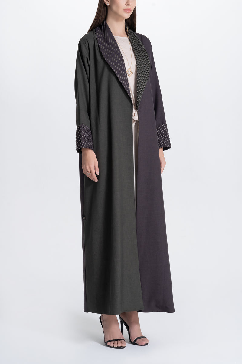 Pintucks Twill Abaya -Two-Tone