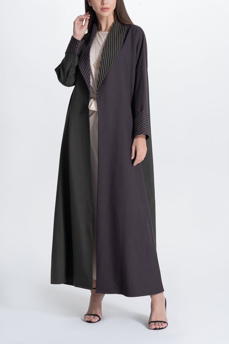 Pintucks Twill Abaya -Two-Tone