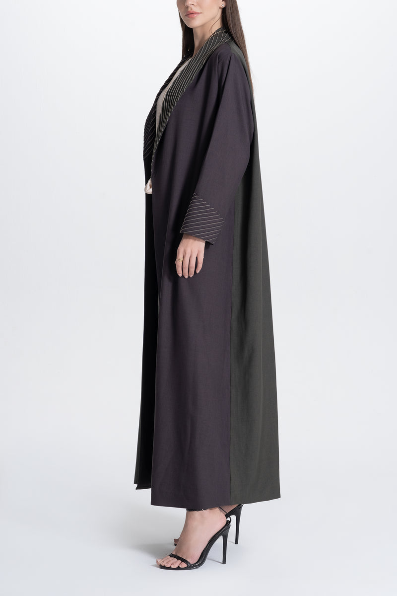 Pintucks Twill Abaya -Two-Tone