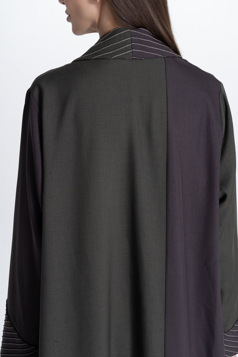 Pintucks Twill Abaya -Two-Tone