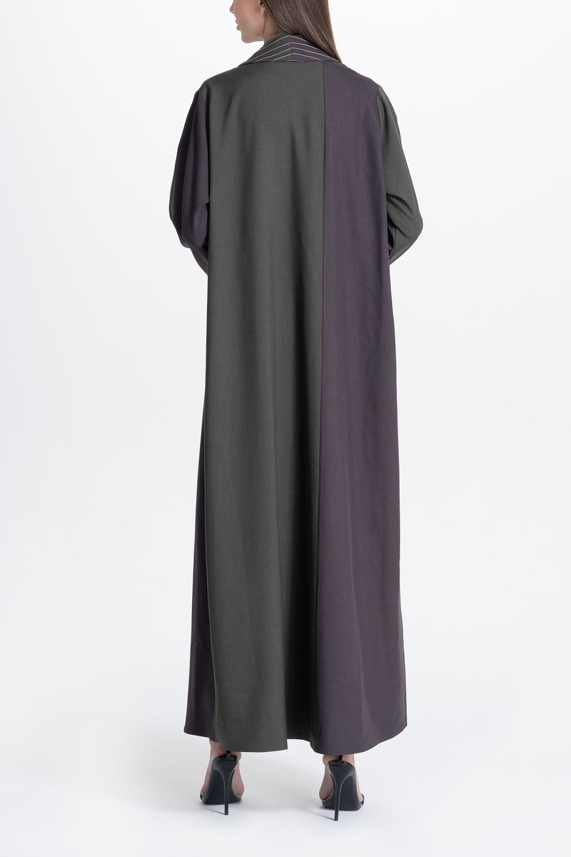 Pintucks Twill Abaya -Two-Tone