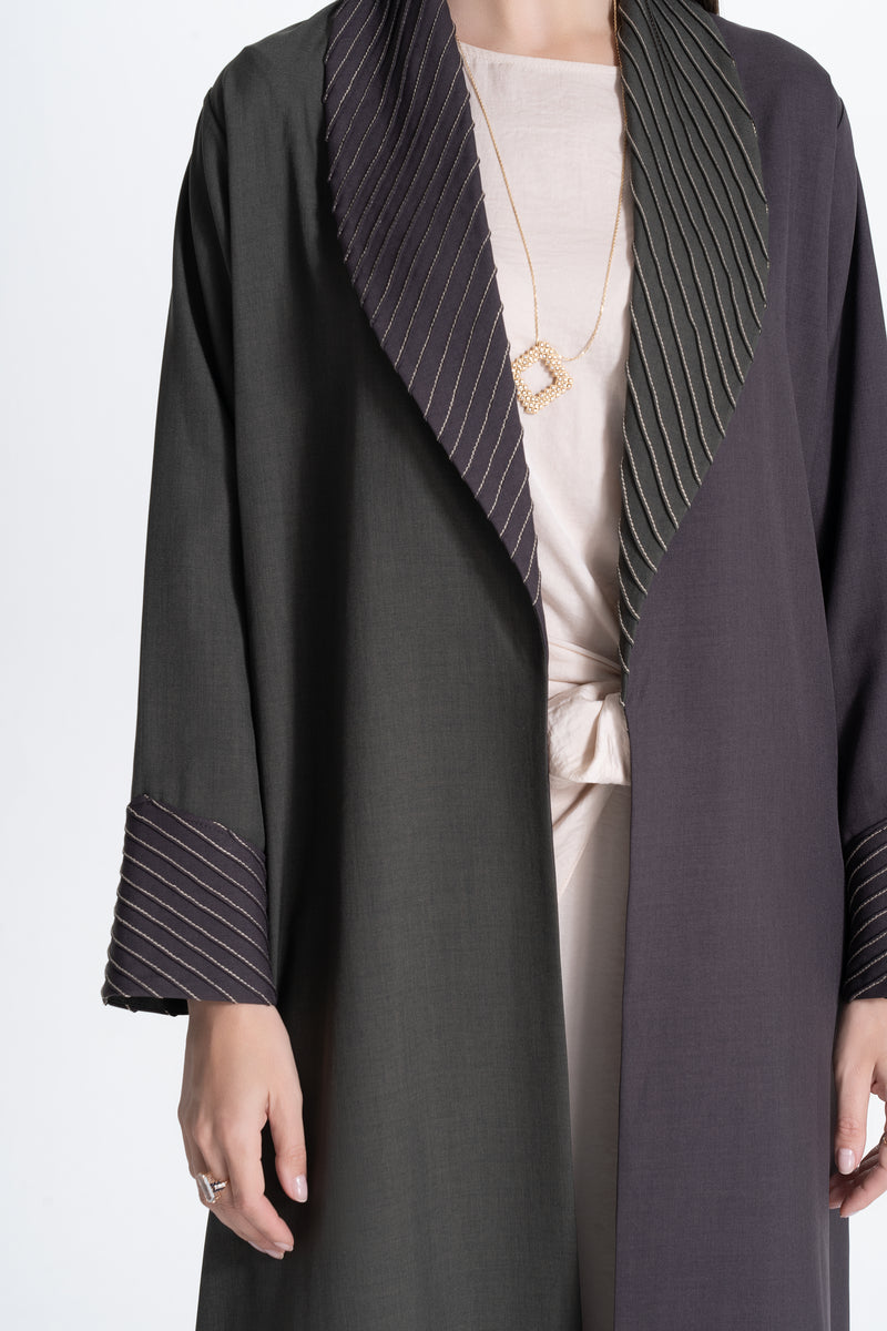 Pintucks Twill Abaya -Two-Tone