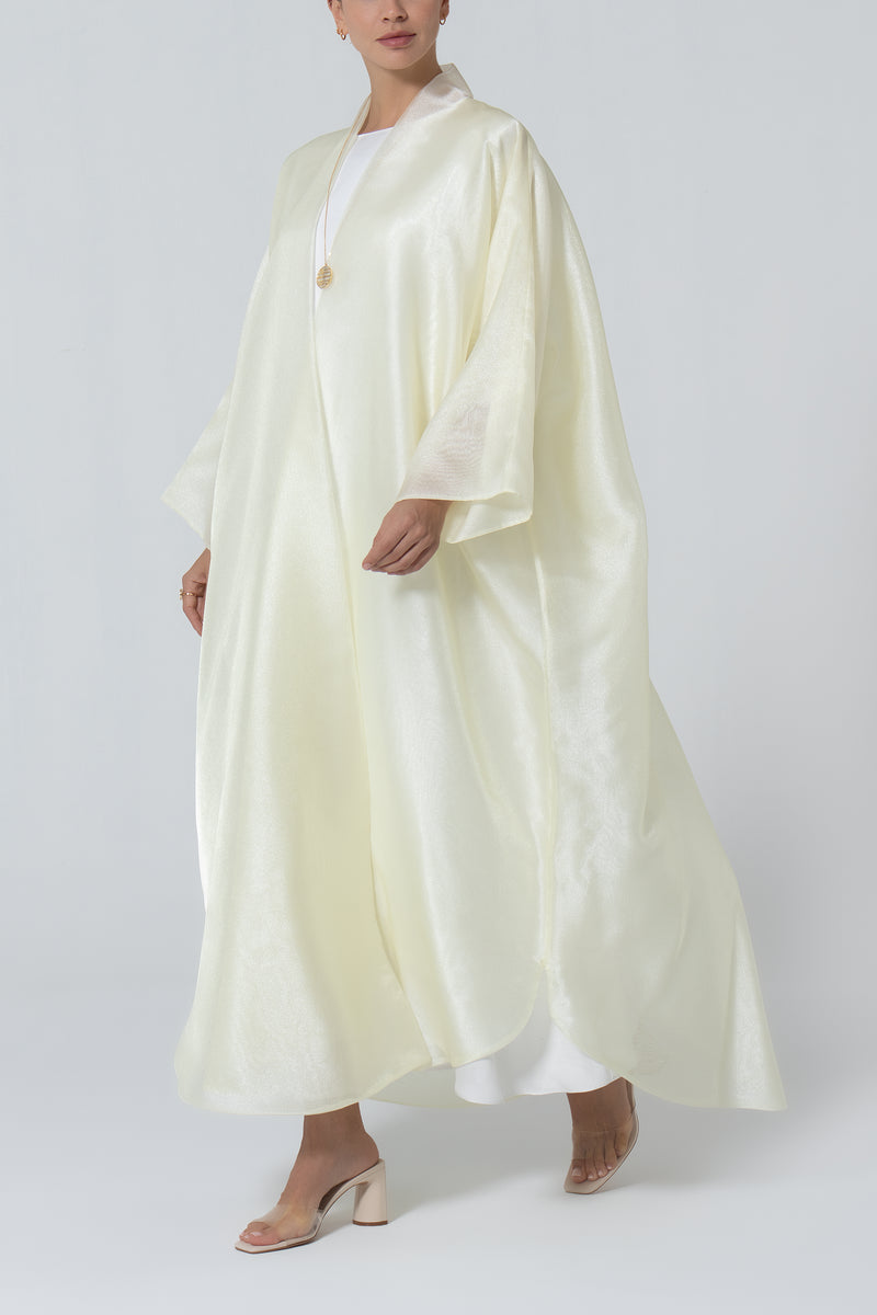 Metallic Double Organza Abaya - Lemon Zest