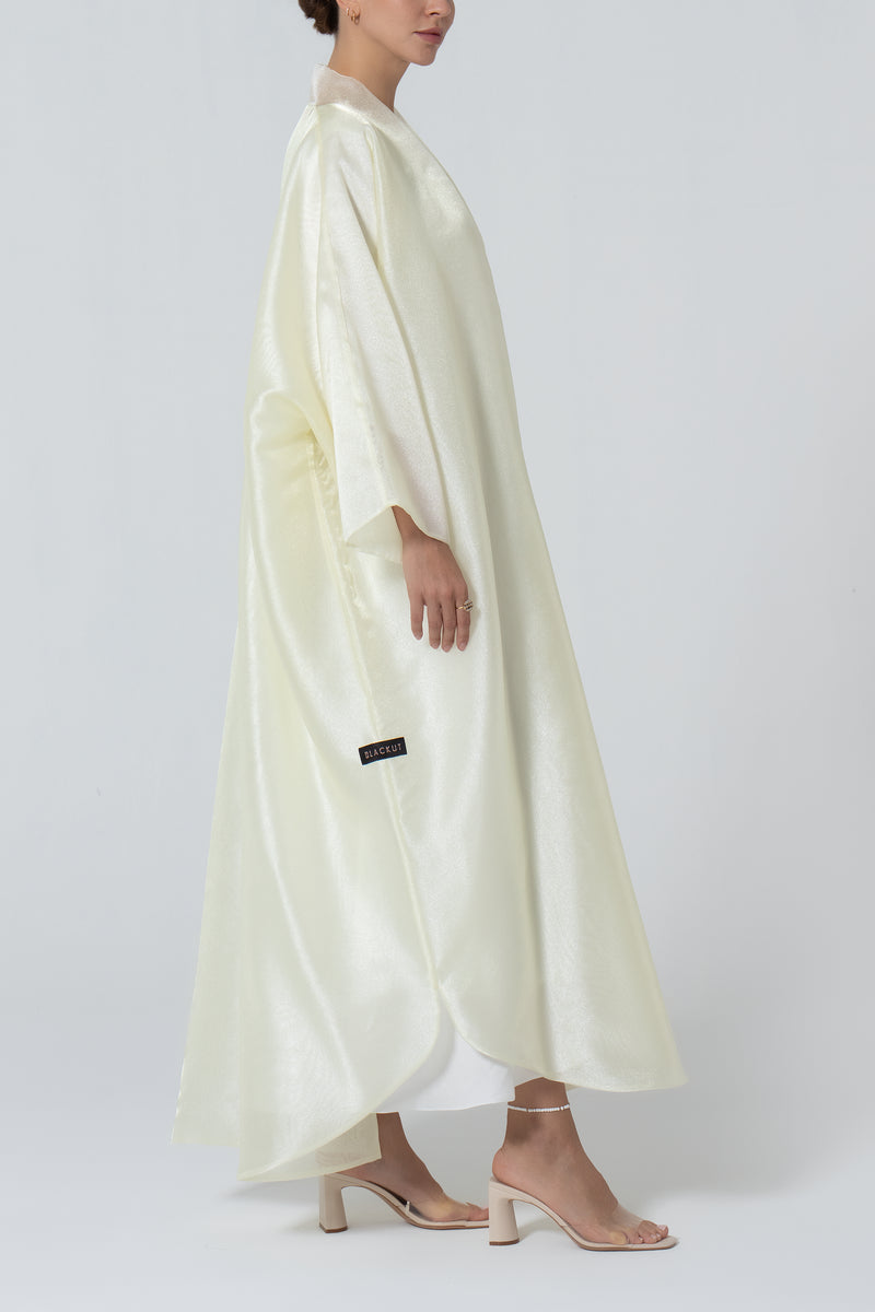 Metallic Double Organza Abaya - Lemon Zest