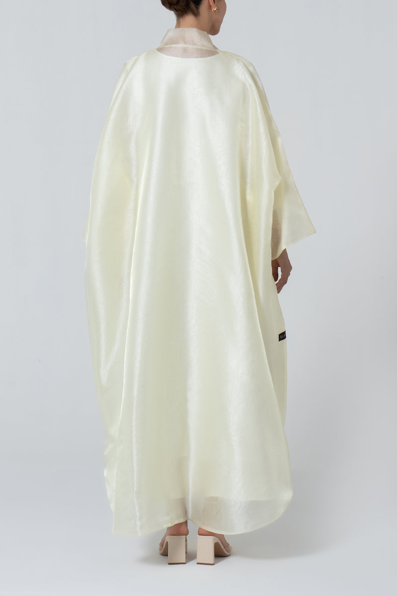 Metallic Double Organza Abaya - Lemon Zest