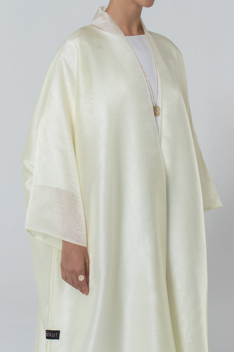 Metallic Double Organza Abaya - Lemon Zest