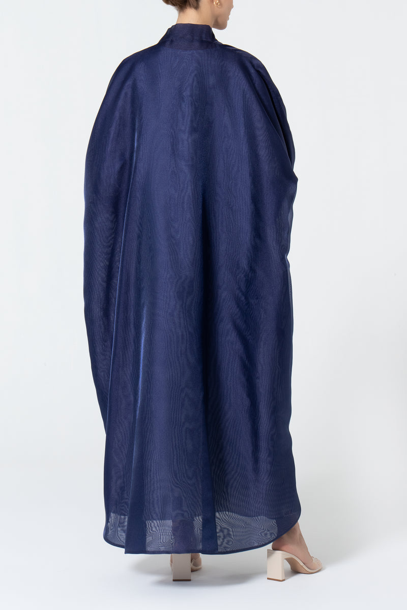 Metallic Double Organza Abaya - Navy