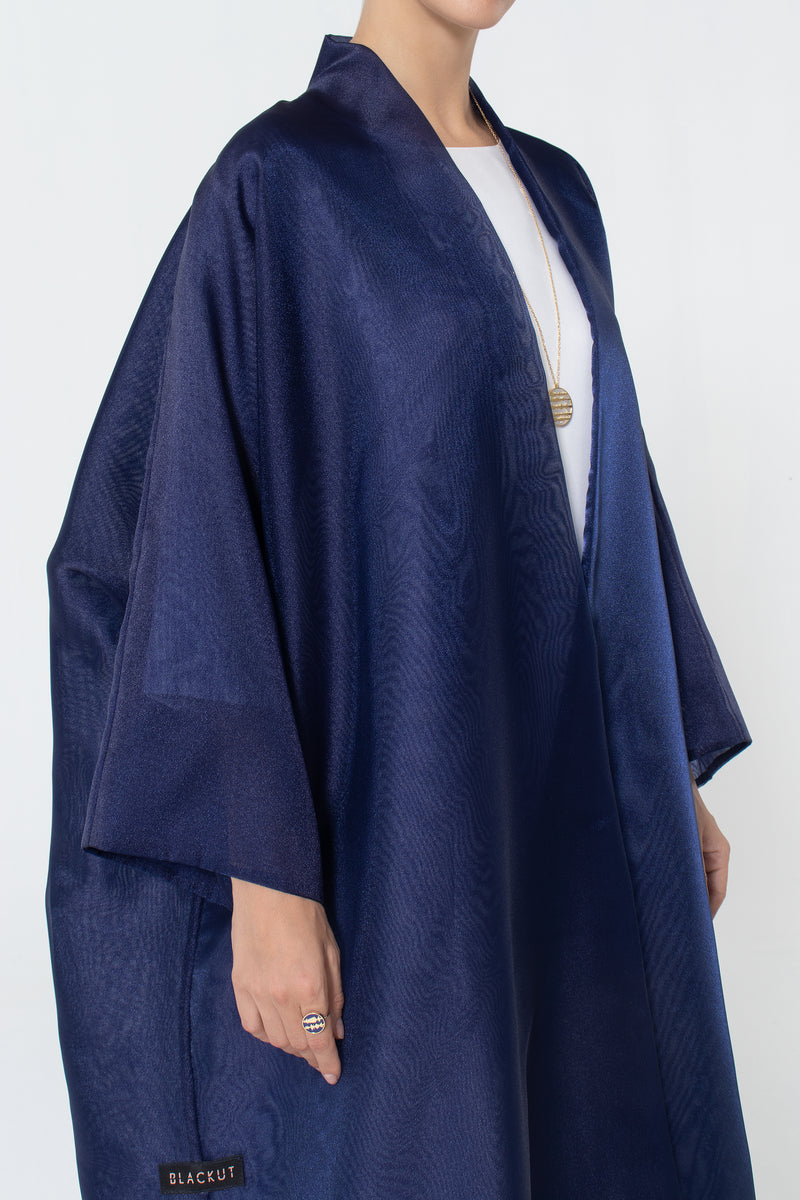 Metallic Double Organza Abaya - Navy