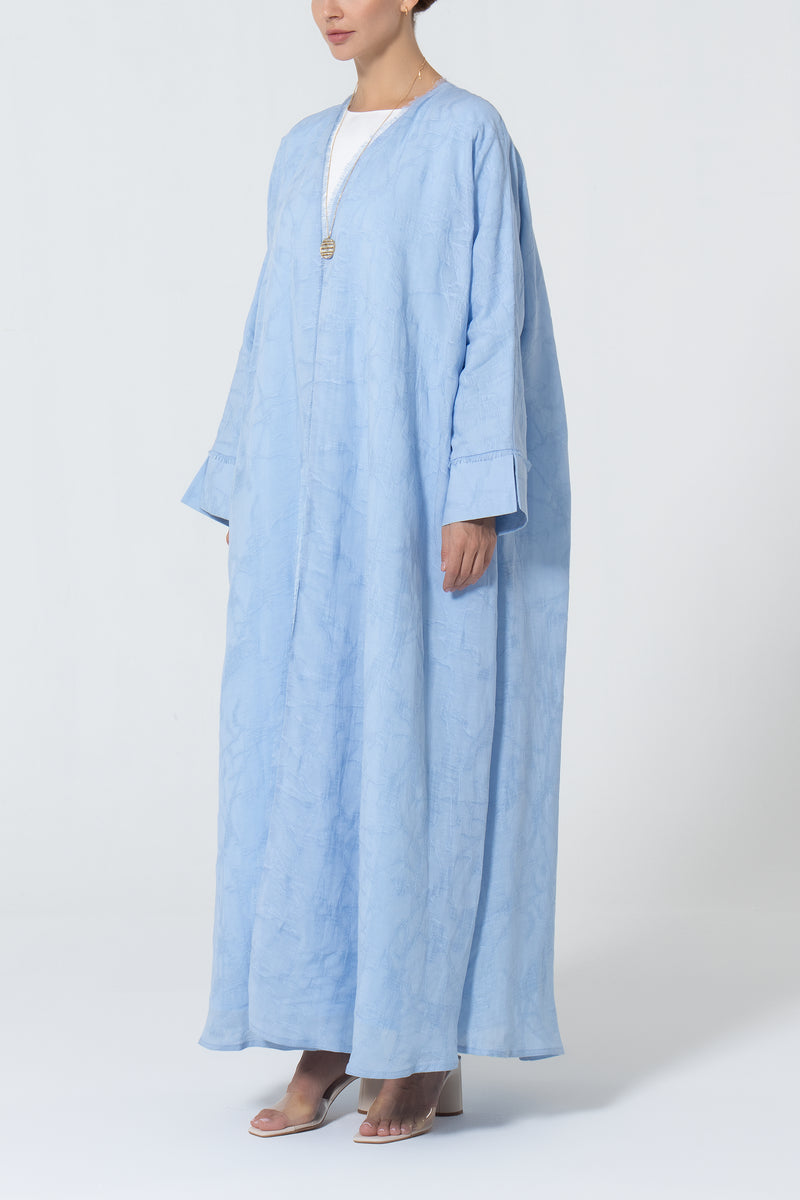 Oversized Viscose Linen Abaya -Baby Blue