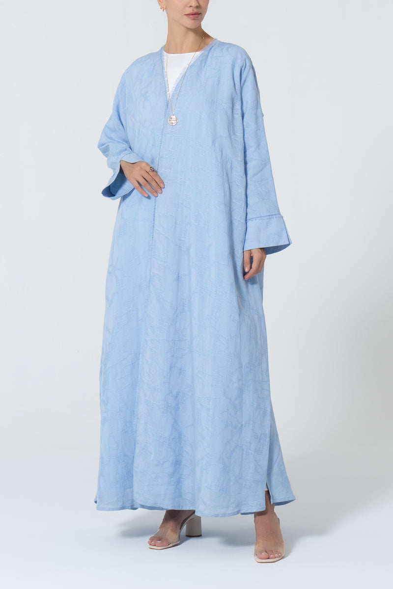 Oversized Viscose Linen Abaya -Baby Blue