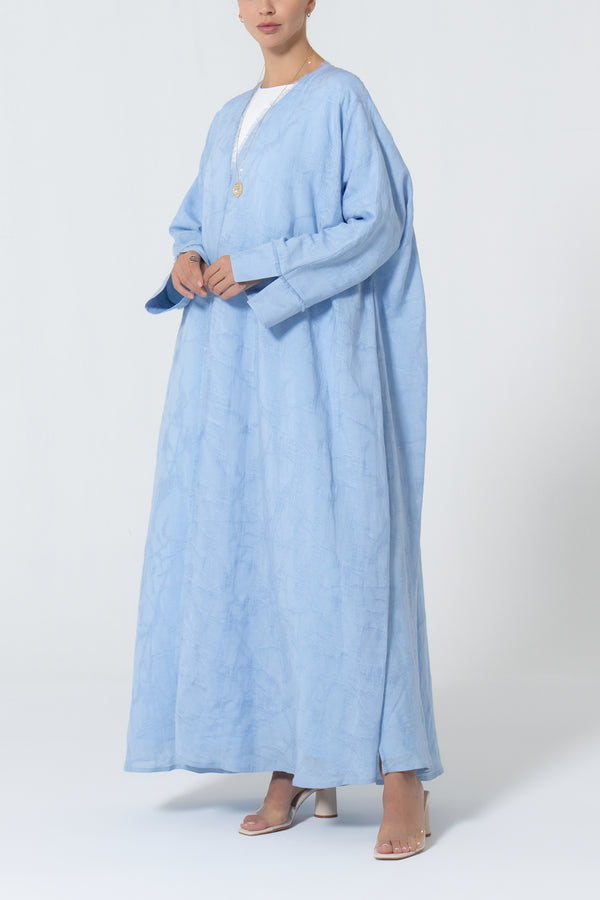 Oversized Viscose Linen Abaya -Baby Blue